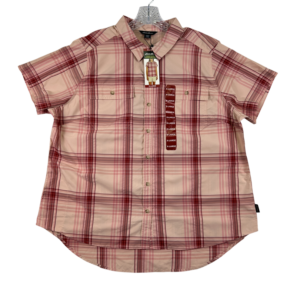 Eddie Bauer Shirt Womens XL Short Sleeve Adventure Plaid Outdoor Lightweight